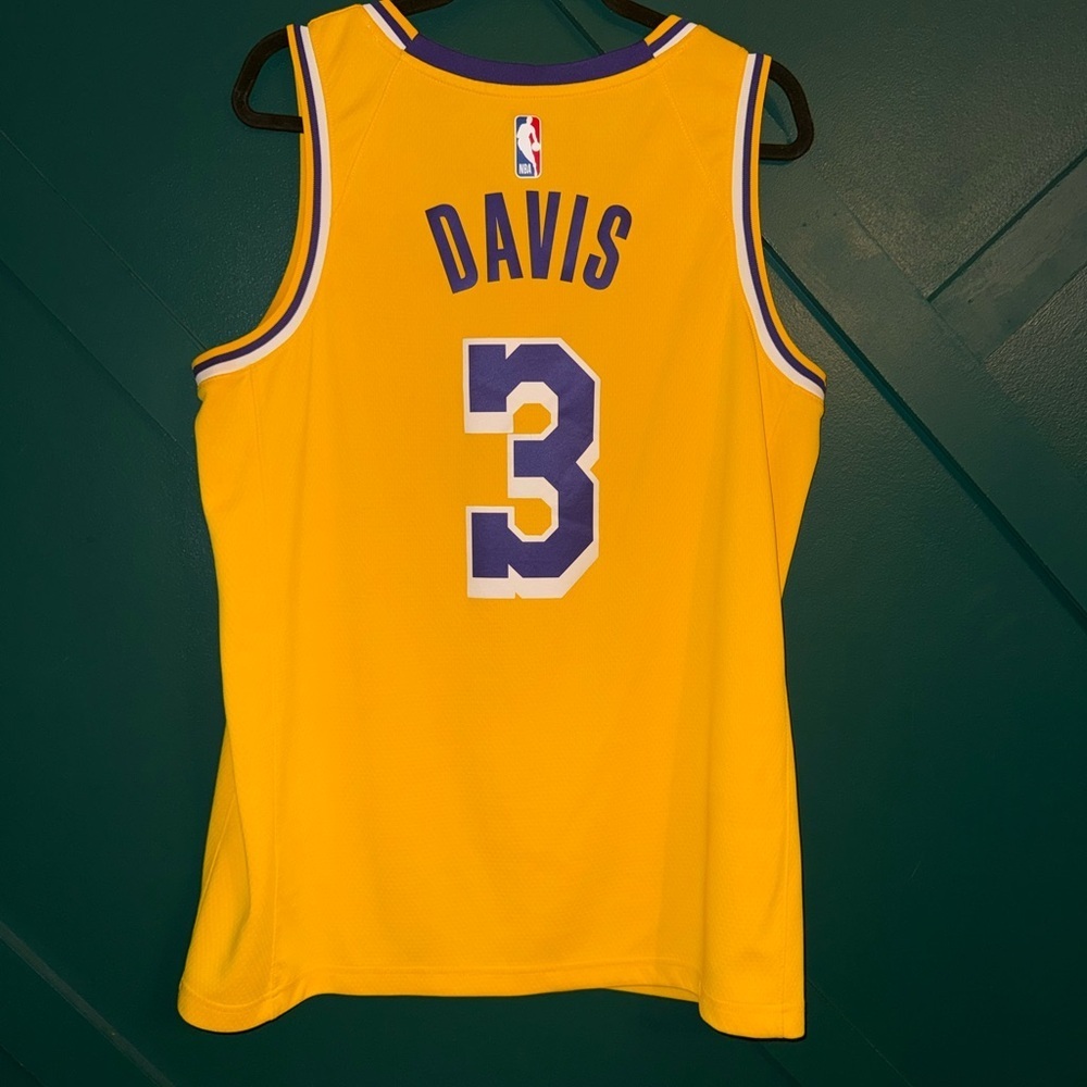Nike Lakers Anthony Davis #3 Gold and Purple Basketball Jersey - Picture 6 of 7